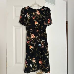 H&M Black floral dress midi length